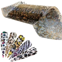 5pcs mix print transparent leopard nail foil transfer adhesive slider tattoo nail art stickers for nails manicure tip