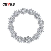 oevas 100 925 sterling silver sparkling full high carbon diamond flowers bracelet for women wedding party bridal fine jewelry