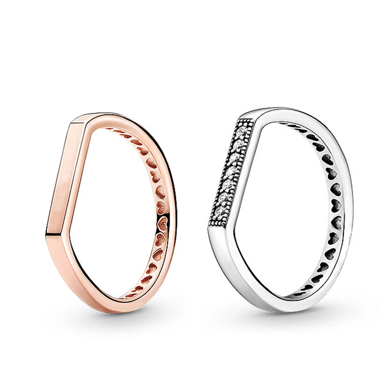 Простой Новый стиль 925 пробы Серебряное кольцо блестящий любовь микро Марк