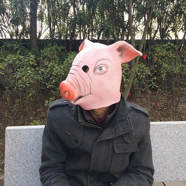 Костюм из силиконовой резины для взрослых смешной латексный свинка маска лица