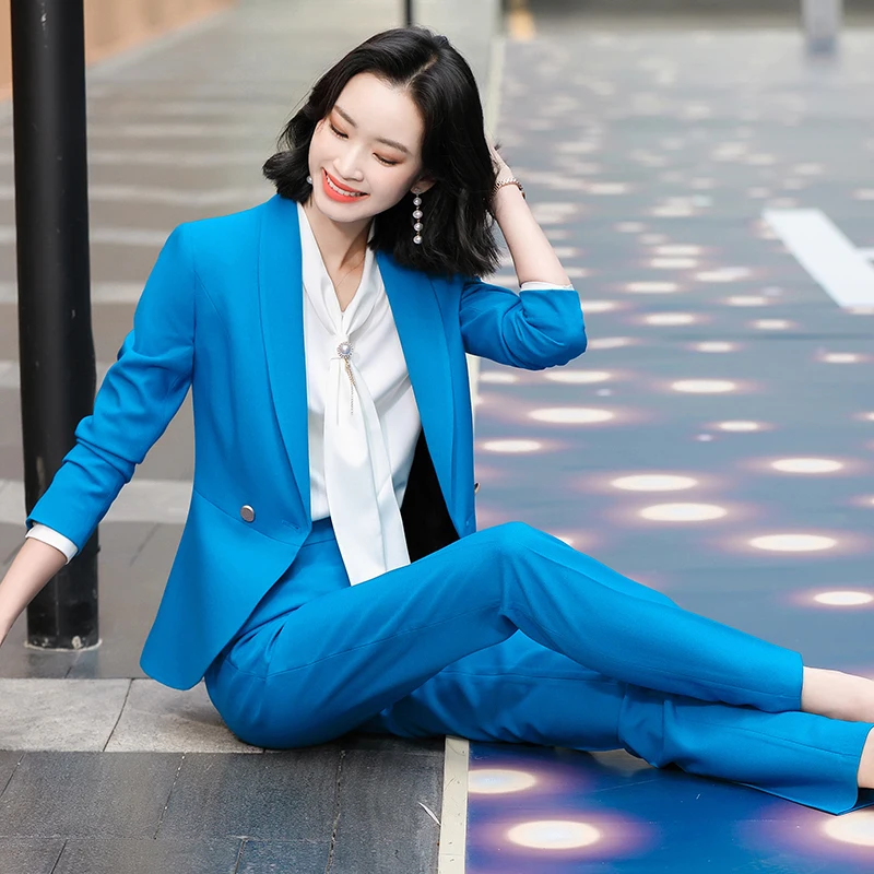 Костюмы женские деловые из высококачественной ткани офисные брючные костюмы в