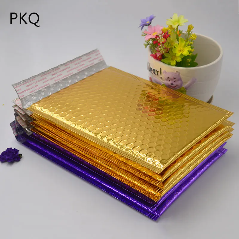 50PCS 18x23cm Bubble Mailing Bag Pink Bubble Envelopes Bags Gold Purple Mailers Padded Shipping Envelope