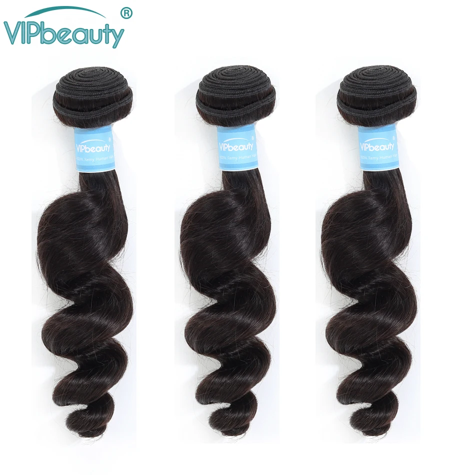 Vip beauty, свободные волнистые волосы, 3 шт., натуральный цвет, 8-28 дюймов, бразильские волосы, волнистые пряди, Remy, человеческие волосы для наращивания