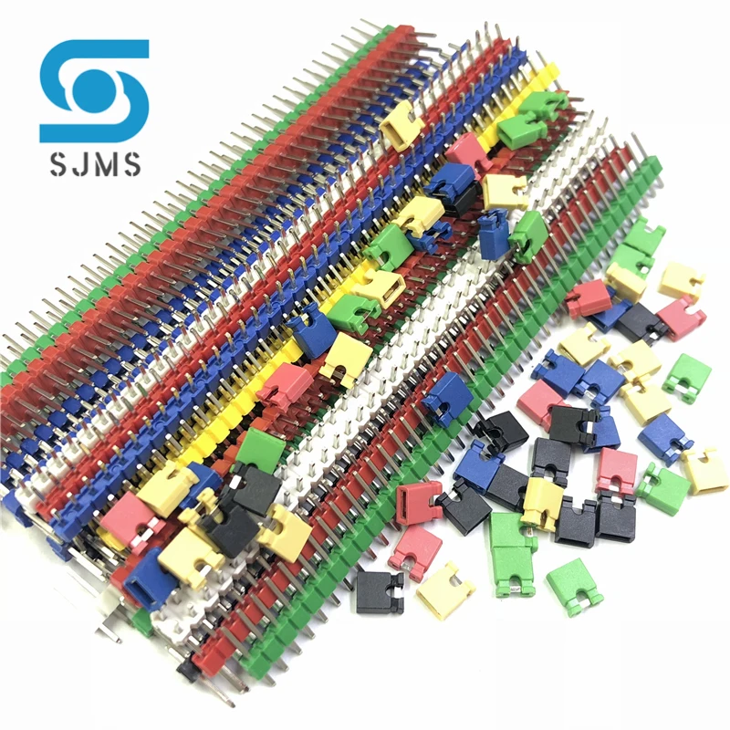 

90pcs /lot 2.54 1 * 40 Pin 1x40 Single Row Male Breakable Pin Header Connector Strip & Jumper Blocks Colorful 2.54mm For Arduino