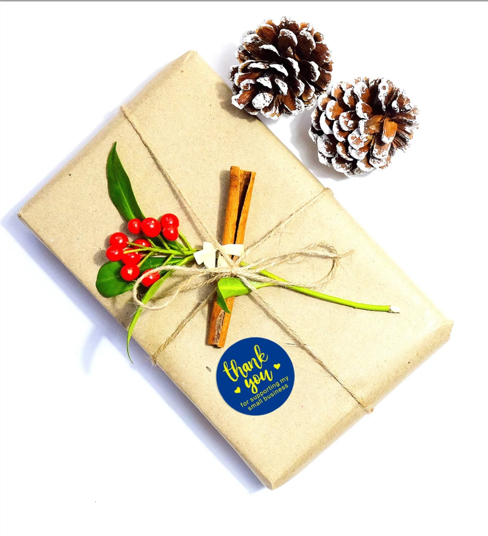 

1.5 Inch 500 Pcs/Roll,Deep Royal Blue Rose Gold Thank You Label Stickers for Baking Gift Card, Party, Wedding, Package Wrapping