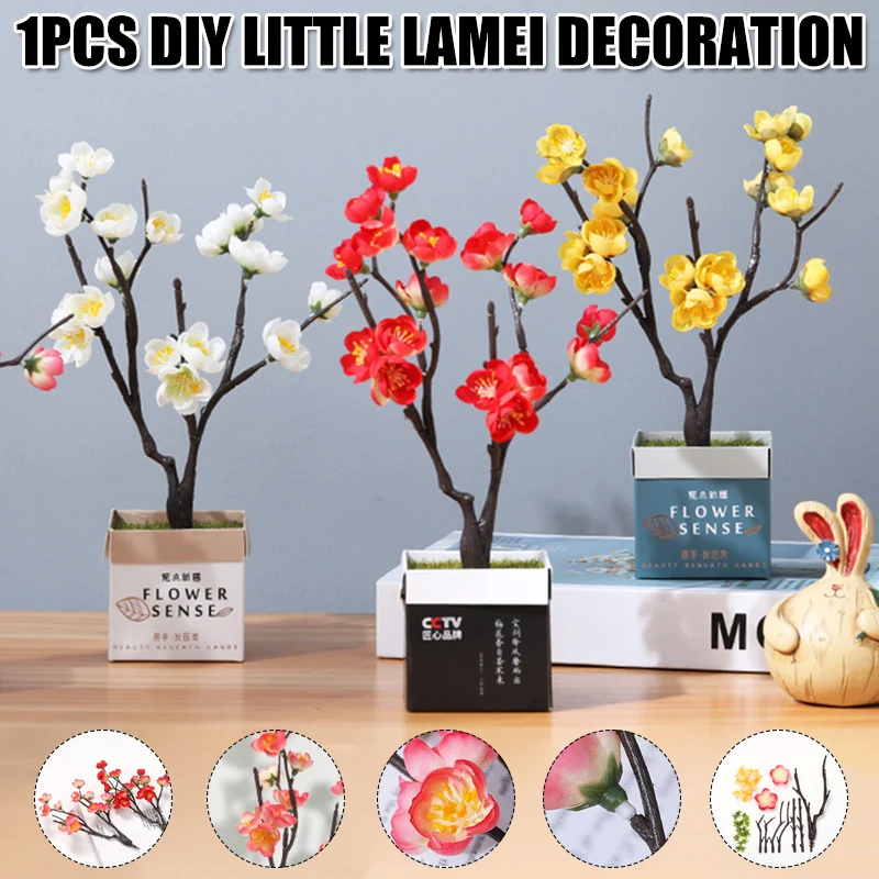 Зимние цветы сливы ручной работы бионические украшение для дома в горшке