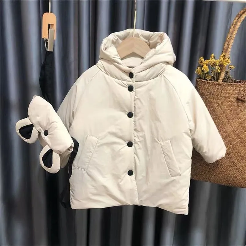 

Girls Baby's Kids Down Jacket Coat 2021 Hooded Warm Plus Thicken Winter Autumn Cotton Outerwear Zipper Send Bag Children's Cloth