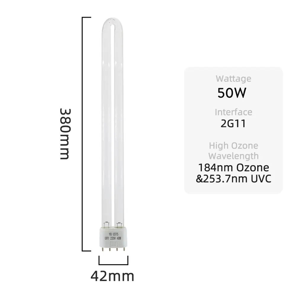 Ультрафиолетовая УФ-лампа для дезинфекции бактерицидная кварцевая лампа 50 Вт 185