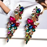new arrival long classic colorful crystal dangle drop earrings high quality vintage pendant metal jewelry accessories for women