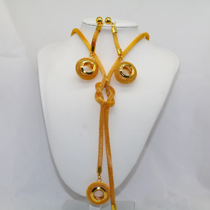 

Bohemian Sub-Length Necklace, Fashion Long Fringe Necklace, Earrings, 24k Jewelry Set, Bracelet for Dubai, Ethiopia, Nigeria