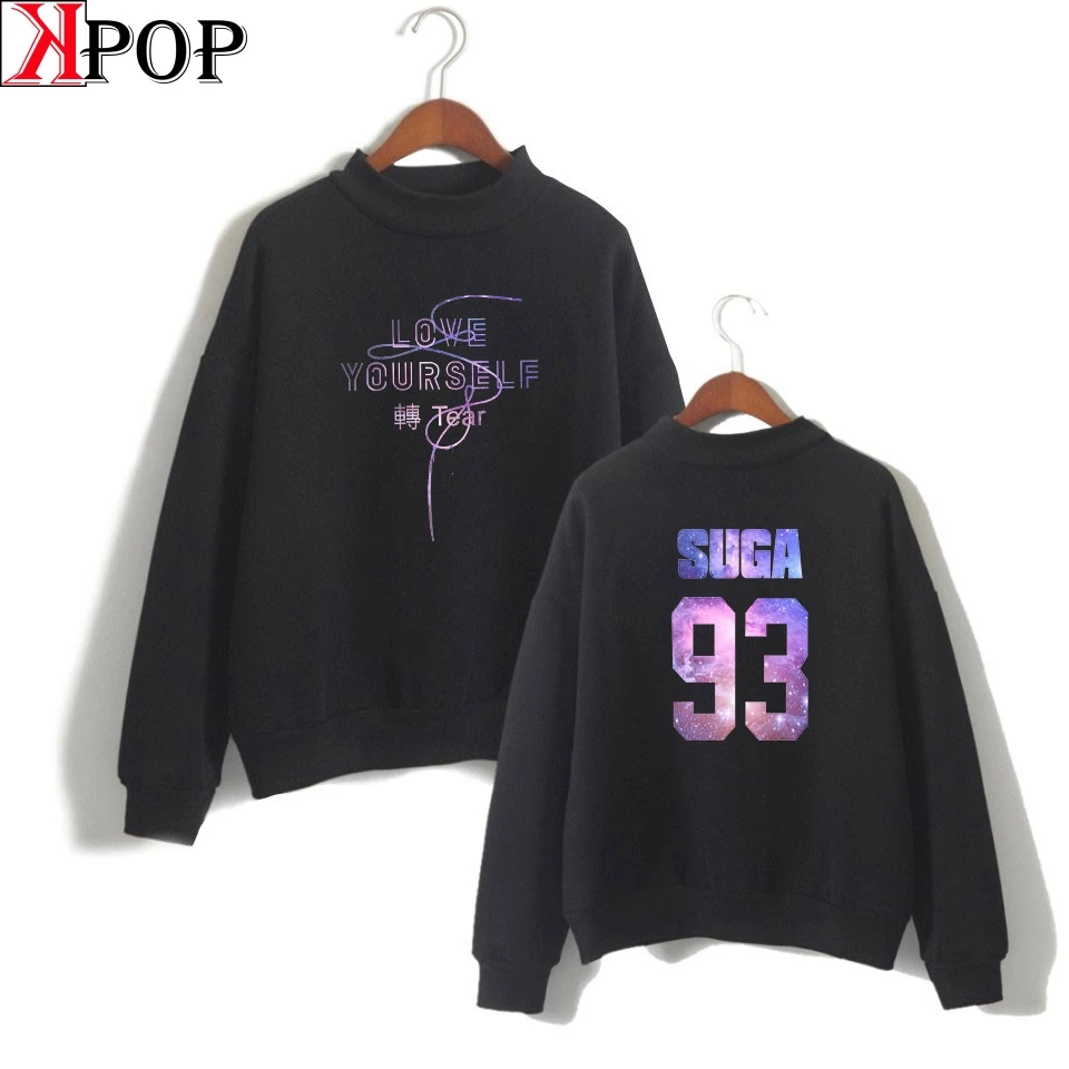 Женский свитшот с высоким воротником Bangtan love your self tear повседневная водолазка в