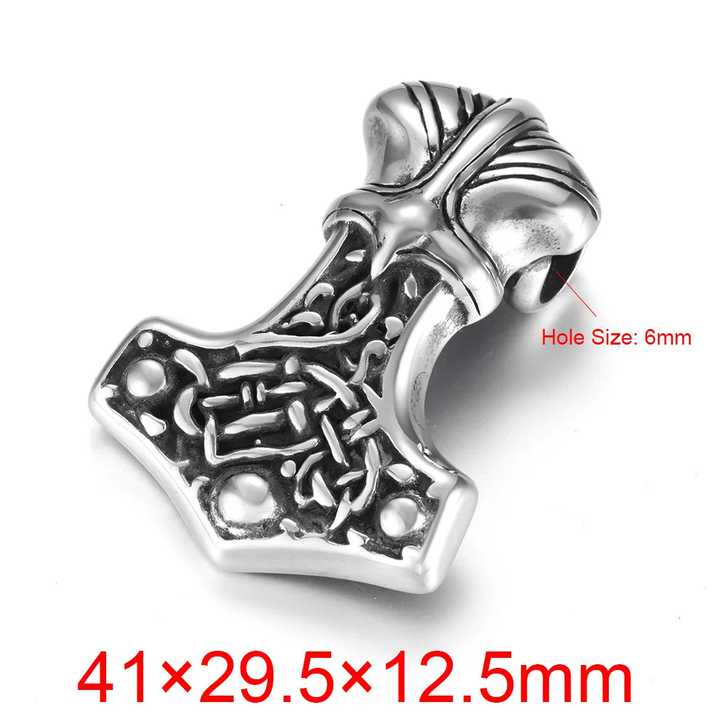 Viking Style 5 Нержавеющая сталь Viking Thor Hammer подвеска отверстие 5 мм для ожерелья DIY Аксессуары фурнитура для изготовления ювелирных изделий мужские Подвески поставки - Окраска металла: Viking Style 5