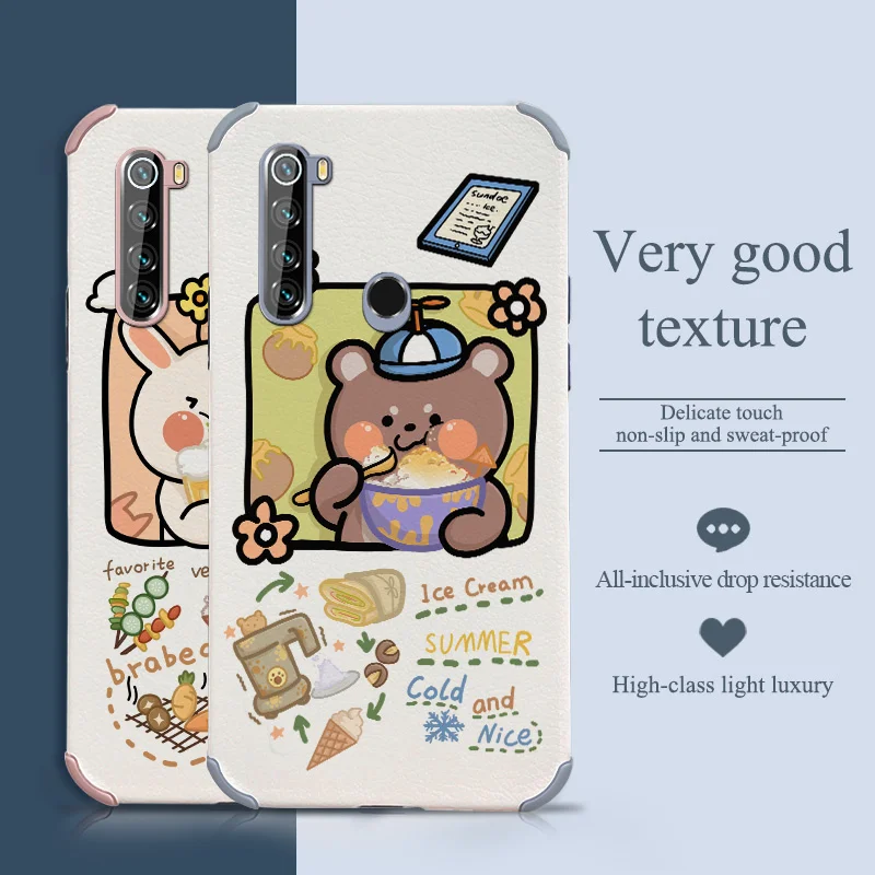 

Cute Cat Eating Melon Phone Case For Xiaomi Redmi Note 8 8Pro Pro Liquid Silicone Cover