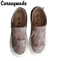 careaymade head layer cowhide pure handmade new japanese folk style shoessen female casual soft sole fashion shoes