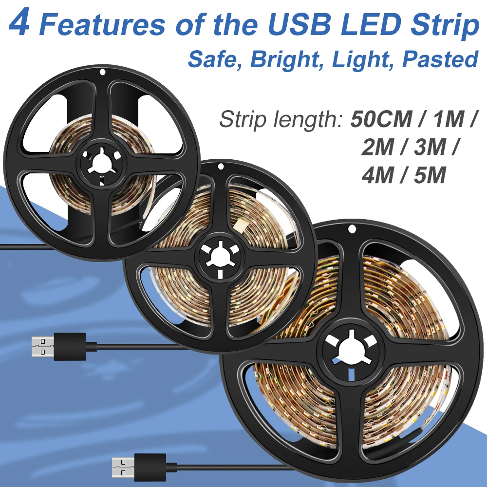 Waterproof LED Light Strip 50cm 1m 2m 3m 4m 5m LED Tape Diode Lamp Cabinet Light 2835 Flexible Lamp Ribbon LED Closet Decoracion