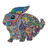 new colorful rabbit wooden puzzle 3d diy a3 a4 a5 pop block alien animal jigsaw game 100 200 300 gram for kids child gift box