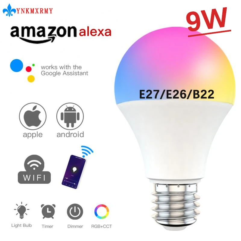 

Wifi Smart Led Light Bulb E27 E26 B22 CozyLife Smart Bulb Smart Lamp AC85-265V Led Bulb RGB+CCT Light 9W Alexa Bulb For Home