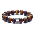 Браслет из бусин из натурального камня, 10 мм, заготовка для подвески с гравировкой имени бусин, тигр глаз Камень Стрейч, подарок для мужчин, женщин, мужчин