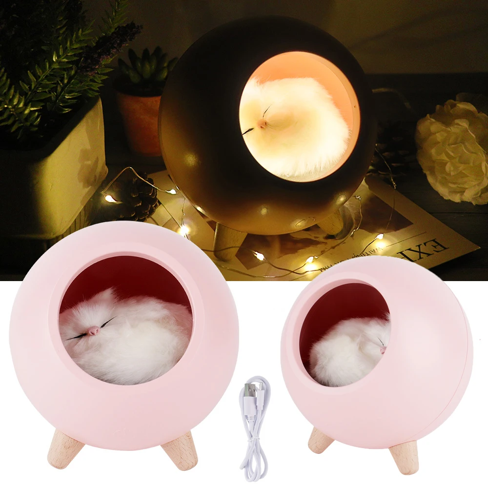 Креативный светодиодный ночник в виде милой кошки лампа для спальни детской