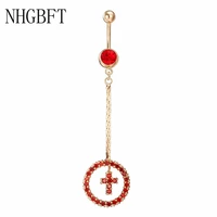 nhgbft gold color cross belly button ring women navel piercing body jewelry navel belly jewelry dropshipping
