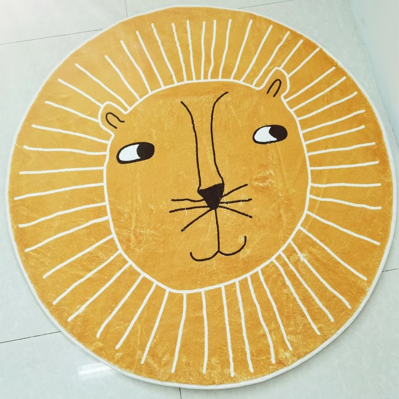 

Baby Play Mats Crawling Animal Round Carpet Kids Room Floor Rugs Round Cartoon Lion Cotton Pad Children Room Decoration