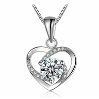 charm luxury minimalist aesthetics shining zircon heart pendants silver plated couple necklaces jewelry for women gifts
