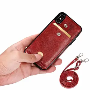 leather cell phone case bag shoulder pocket wallet pouch case neck strap for iphone x xs max xr 11 pro max 6 6s 7 8 plus free global shipping
