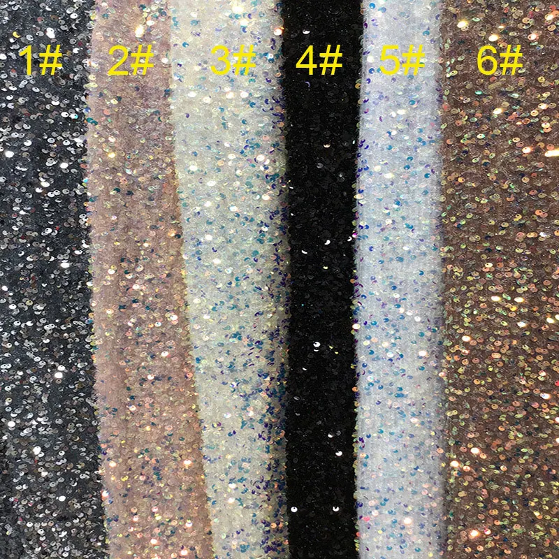 

Hotsale 5MM sequins fabric materials velvet bottom for fashion shirtstage dress