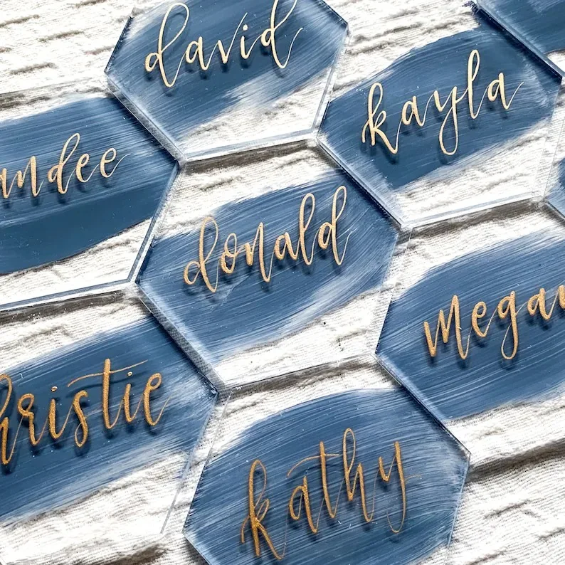 

Acrylic Hexagon Place Cards, Geometric Place Cards, Wedding Decor, Event Decor, Place Cards, Escort Cards
