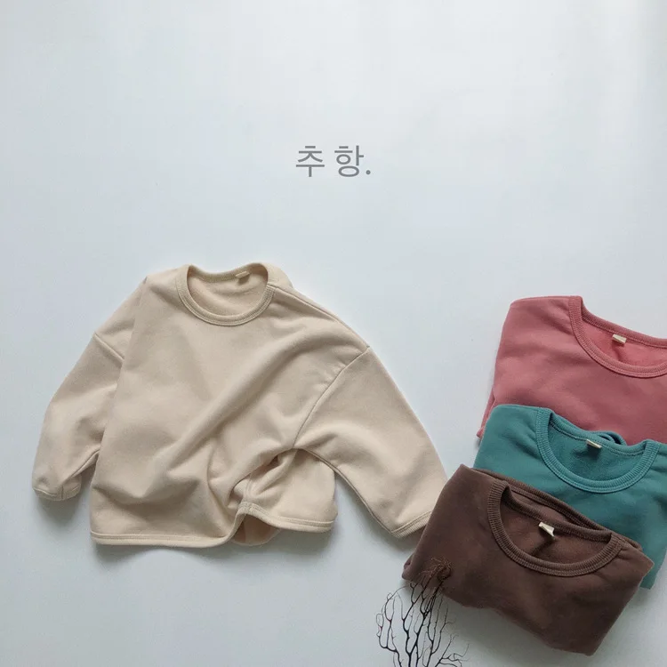 Свитшот детский осенний однотонный Повседневный в Корейском стиле | Детская