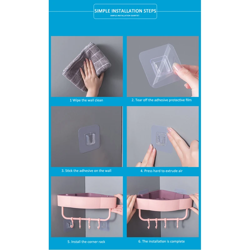 

Bathroom Corner Shower Suction Shelf Tidy Wall Storage Basket Kitchen Caddy Rack Home Bathroom Supplies