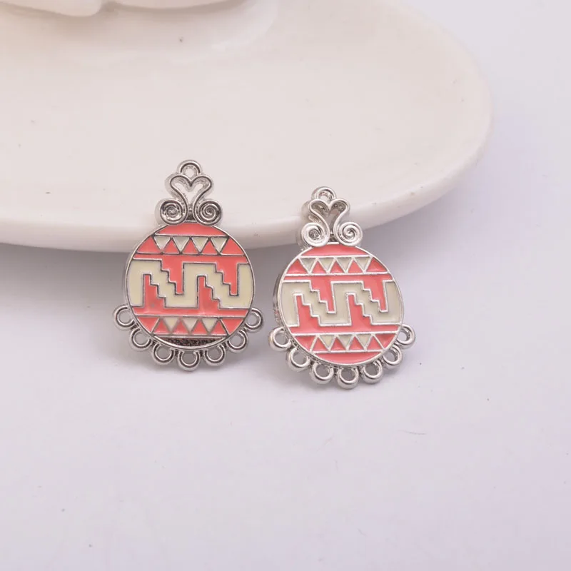 Круглый эмалевый Шарм соединитель из сплава с 7 отверстиями 12 шт. соединители для