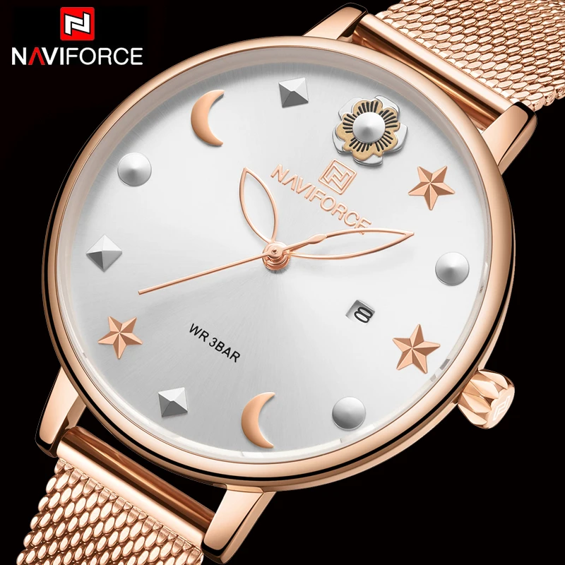 

NAVIFORCE Casual Women Watches Romantic Starry Sky Wrist Watch Stainless Steel Minimalist Ladies Fashion Clock Gfit Montre Femme
