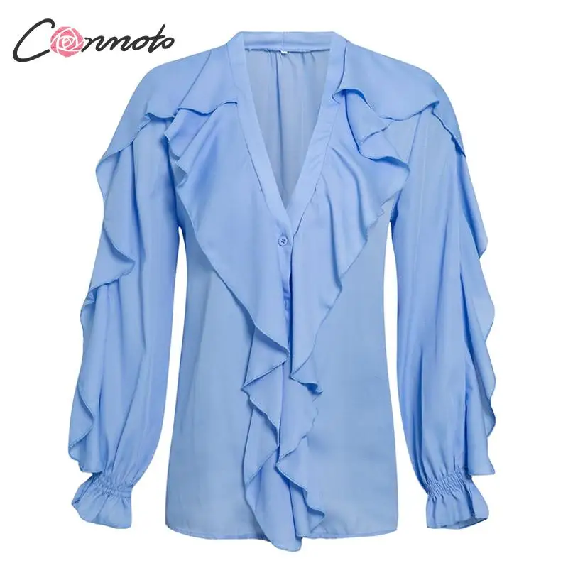Conmoto с длинным рукавом женская блуза оборками рубашки осень зима 2019 шифоновые