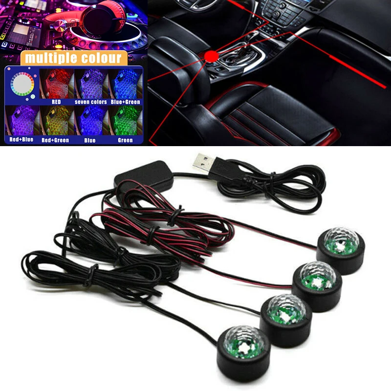 

Mayitr 1set USB Car Interior Atmosphere Star Sky Lamp Ambient Night Light Kit LED Sound Control Atmosphere Decoration Star Light