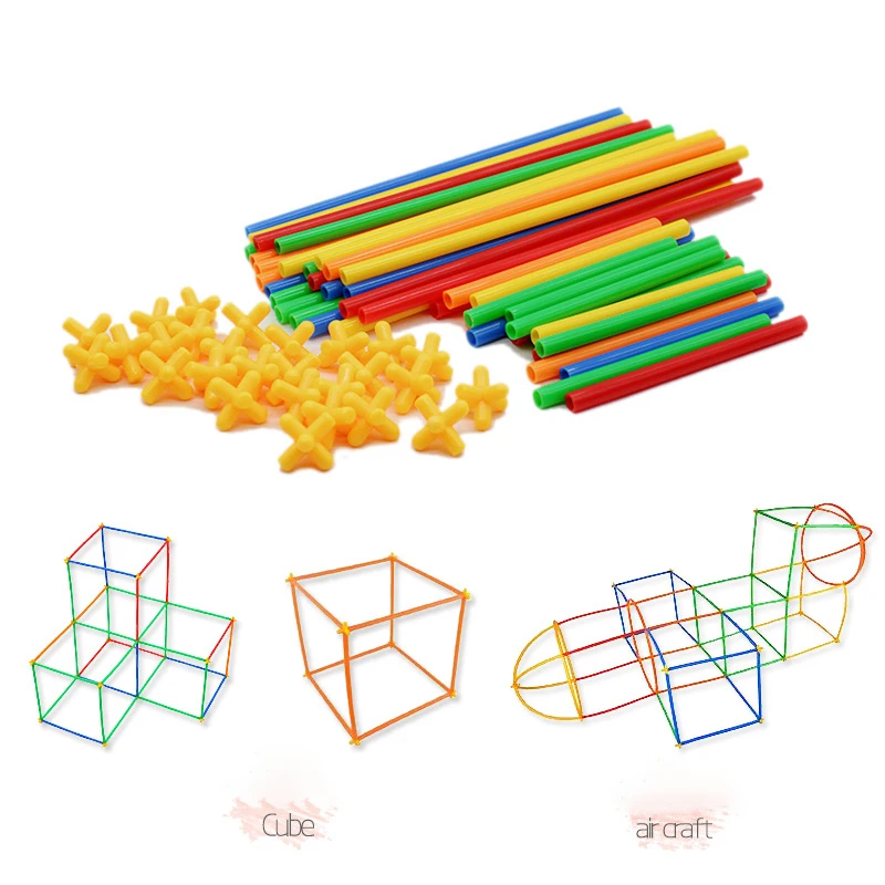 Радужные сенсорные игрушки соломенные строительные блоки подборка сортировка