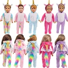 Кукла реборн Милая одежда для малышей новорожденный Единорог Пижама Костюм для 18 дюймов и 43 см аксессуары для девочек поколение игрушка Подарки