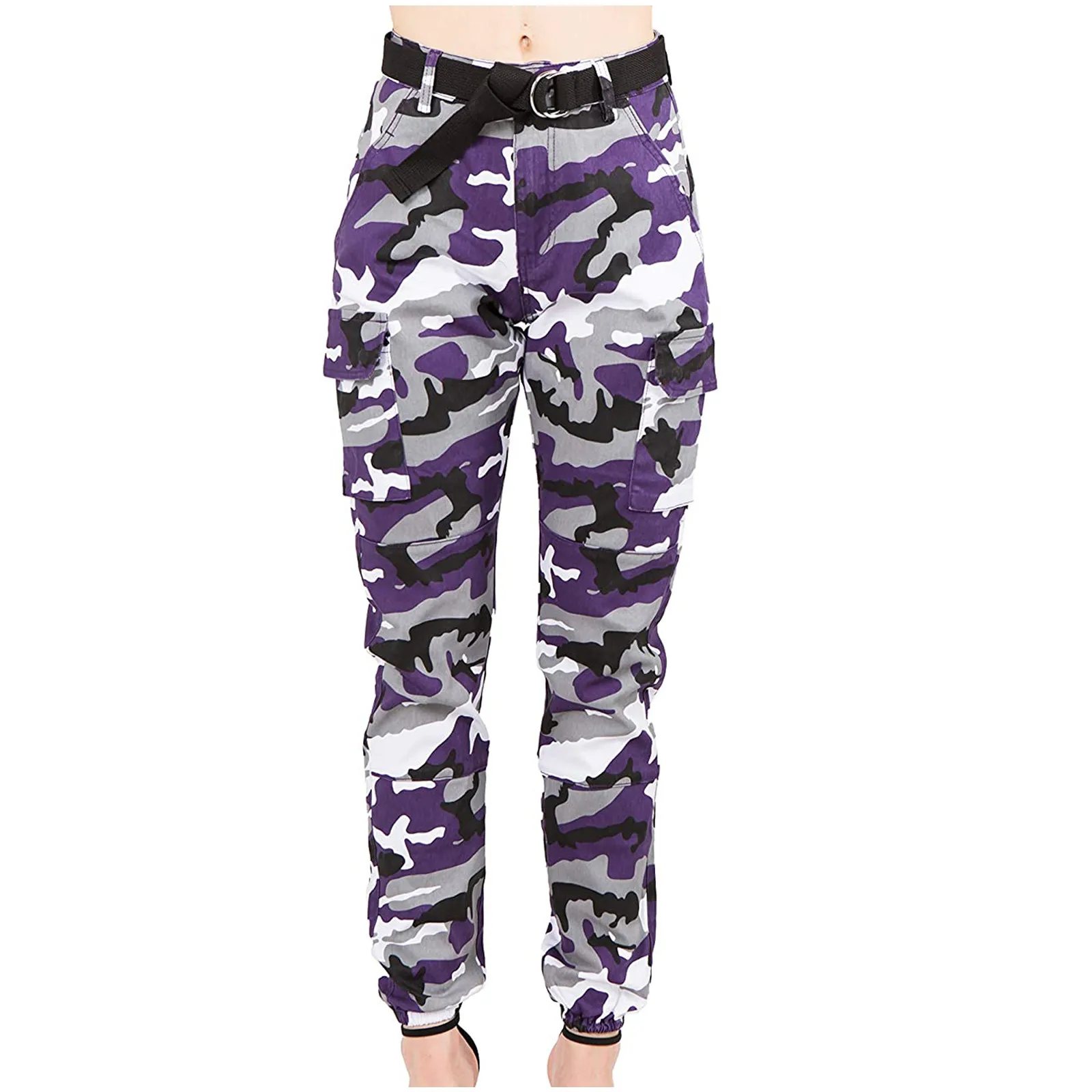 Женские брюки 2020 облегающие прямые брюки-карго с высокой талией и принтом