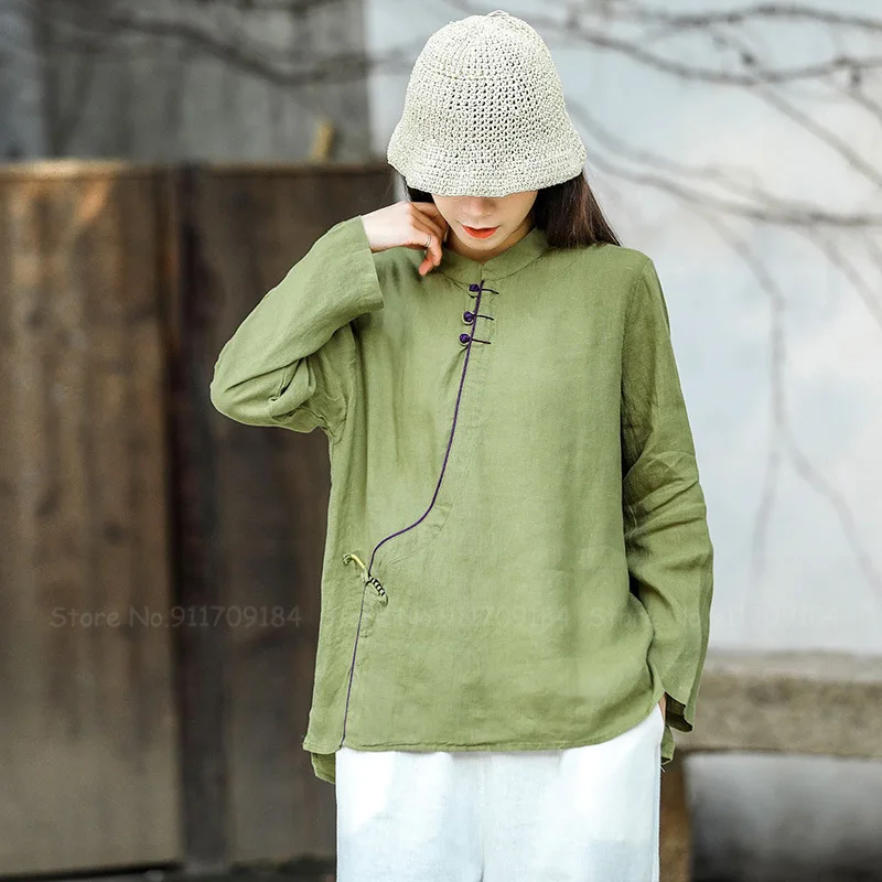 Женские элегантные ретро топы Ципао в традиционном китайском стиле из хлопка и