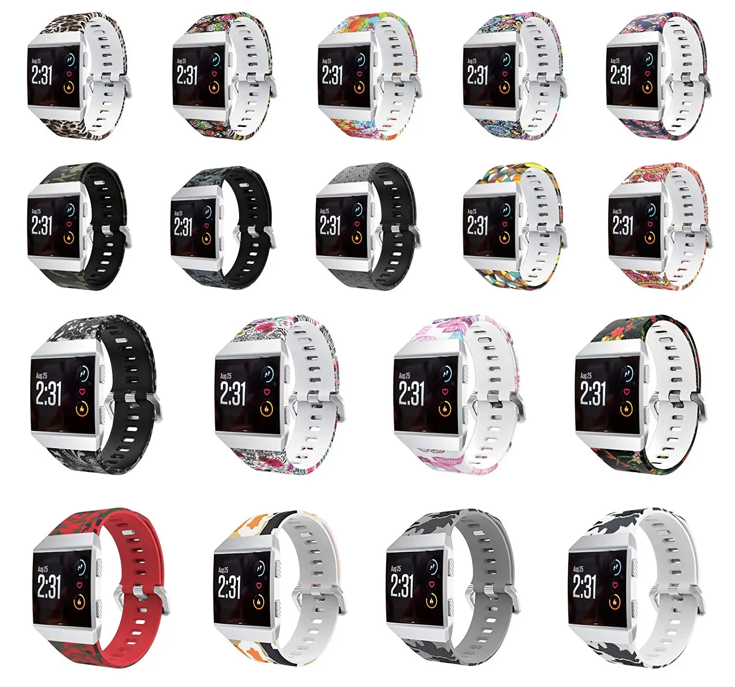 Yayuu силиконовый ремешок на запястье с принтом, совместимый для Fitbit, Ионные Спортивные часы, Регулируемый Браслет для Fitbit, ионные
