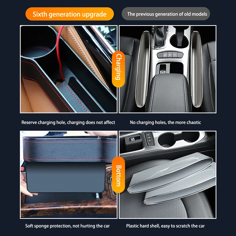 

Car Storage Box Organizer Seat Cup PU Leather Pocket Catcher Organizer Phone Bottle Cups Holder Multifunctional Car Accessories