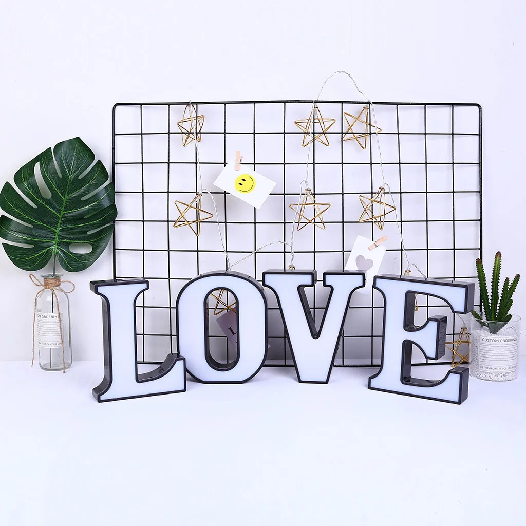 DIY 26 букв светодиодный ночник английский Marquee знак Алфавит 3D Настенный ночник t домашний Свадебный день рождения Жених