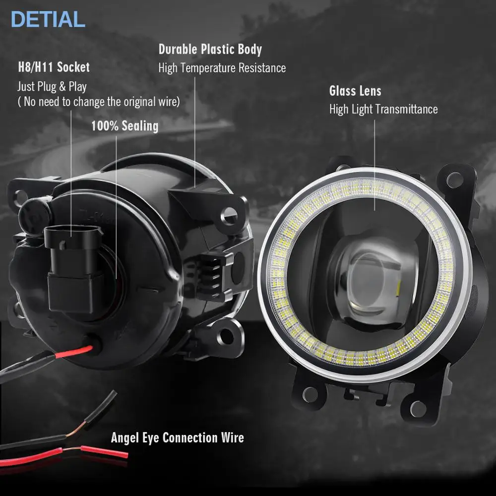 2 X передний бампер автомобиля противотуманные светильник светодиодный Angel Eye