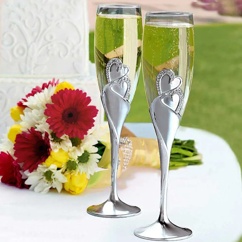 

2PCS Champagne Glass Crystal Wedding Toasting Champagne Flutes Glasses Drink Cup Party Wine Decoration Cups Lead-free