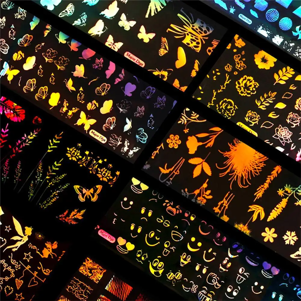 Голографическая фольга для ногтей 4*10 см/рулон цветок животные необычная печать