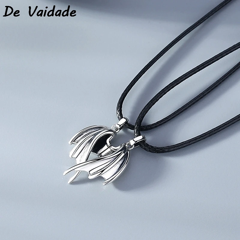 Дьявола и ангела пара Цепочки ожерелья магнит притягивает влюбленных кожаные