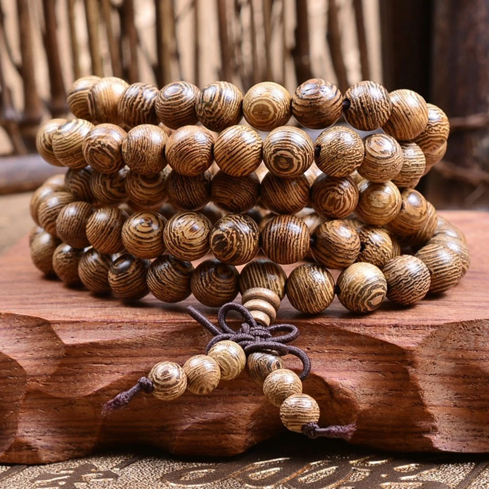 

Natural Ebony Tibetan Buddha Mala Bracelet wooden 108 Bead necklace Black Charm Multilayer Bracelets For Women Men Jewelry Gift