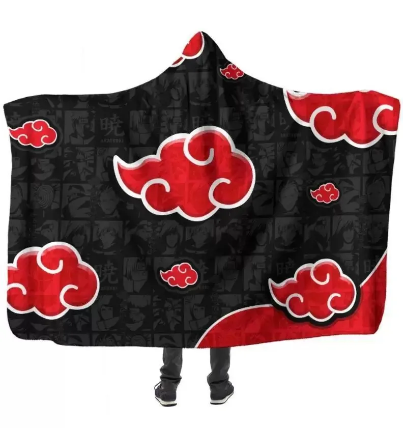 

Likurb ниндзя удзумаки Учиха нарути 3D печатное плюшевое одеяло с капюшоном для пикника носимый флис теплый подарок для детей и взрослых