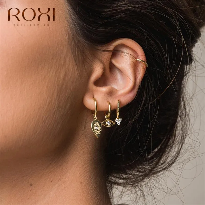 Женские маленькие серьги гвоздики ROXI из 100% серебра 925 пробы с маленькими полыми