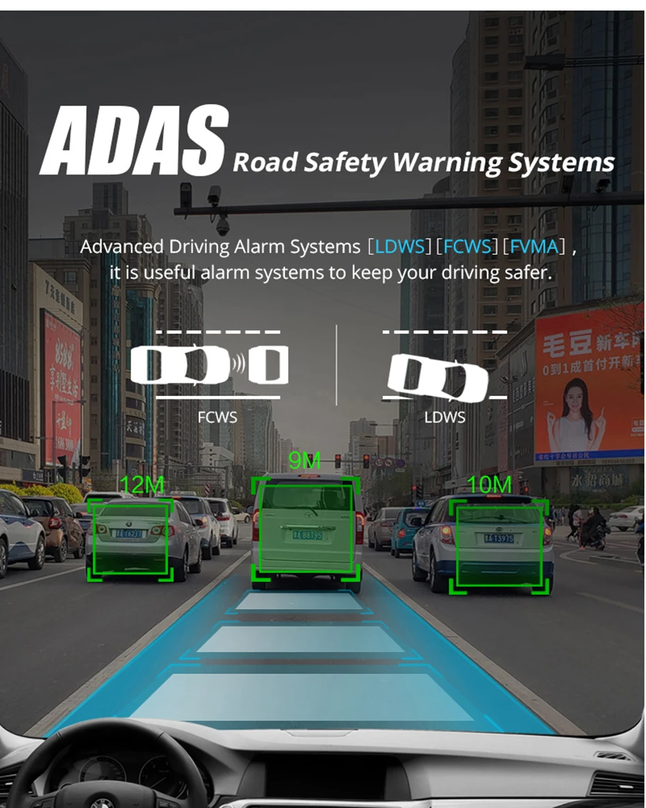 Antcam 1" сенсорный экран Android 4G зеркало автомобиля видео Камера gps навигации ADAS 2G Оперативная память 32G Встроенная память FHD 1080P Двойной объектив DVR с возможностью удаленного мониторинга